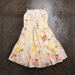 Forever 21 Linen Floral Dress – Size M, Summery Beige